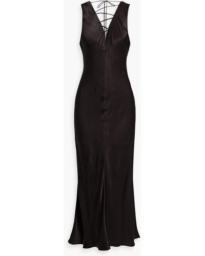 FRAME Lace-up Satin-jacquard Maxi Dress - Black