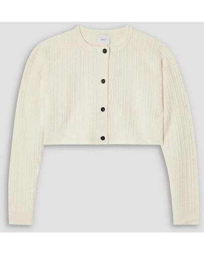 Patou Cropped Cable-knit Wool-blend Cardigan - Natural