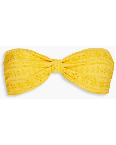 Tigerlily Calia Zippora Gathered Broderie Anglaise Bandeau Bikini Top - Yellow