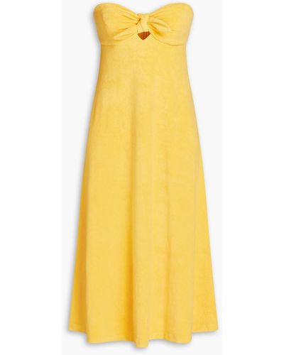 Zimmermann Strapless Knotted Cotton-blend Terry Midi Dress - Yellow