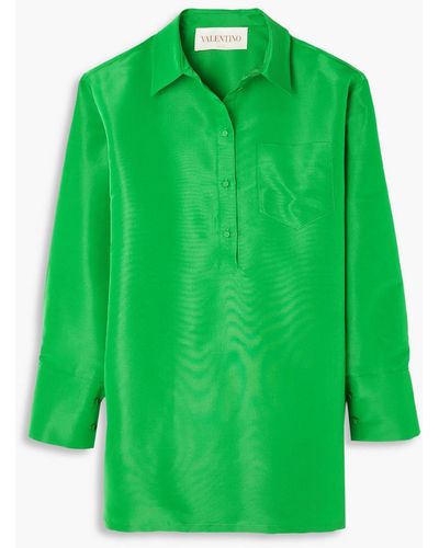 Valentino Garavani Oversized Silk-faille Shirt - Green