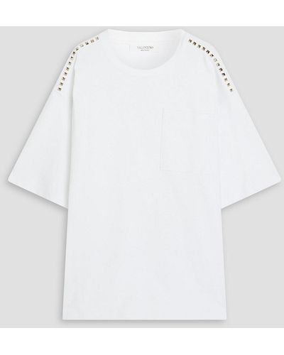 Valentino Rockstud Cotton-jersey T-shirt - White