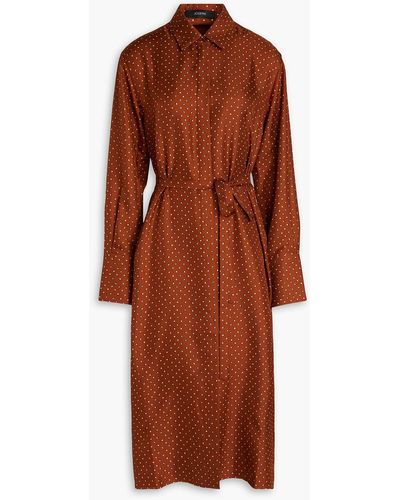 JOSEPH Dold Printed Silk-twill Midi Shirt Dress - Brown