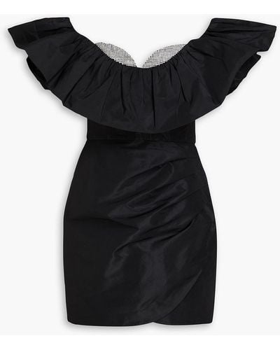 Rebecca Vallance Homecoming Off-the-shoulder Embellished Taffeta Mini Dress - Black