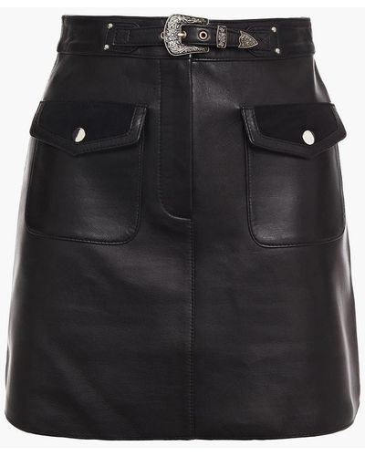 Maje Belted Leather Mini Skirt - Black
