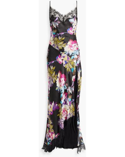 Nicholas Sage Hammered Floral-print Silk-satin Dress - White