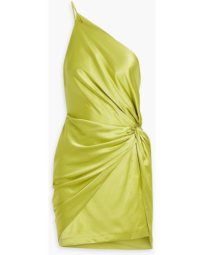 Michelle Mason One-shoulder Twisted Silk-satin Mini Dress - Yellow