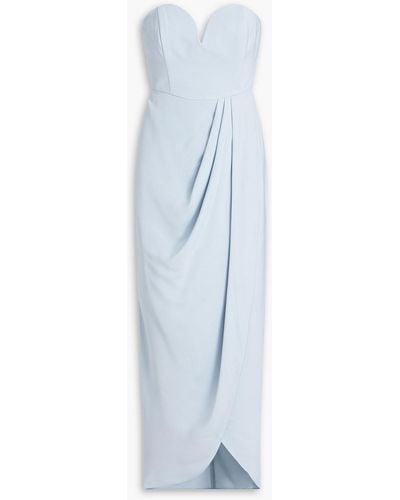 Shona Joy Strapless Draped Satin Maxi Dress - Blue
