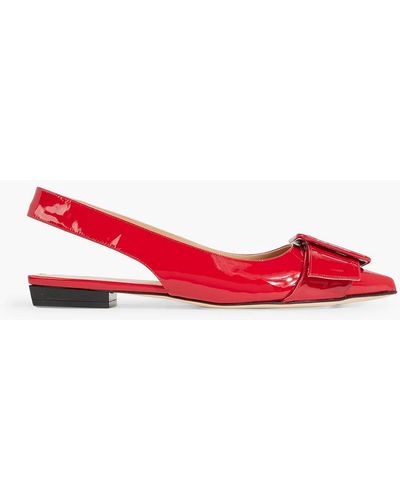 Sergio Rossi Sr Milano Mia 010 Patent-leather Slingback Point-toe Flats - Red