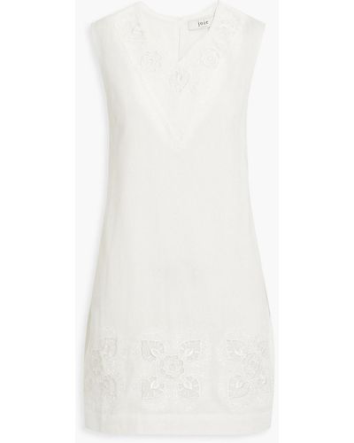 Joie Modarie Embroidered Cotton And Linen-blend Mini Dress - White