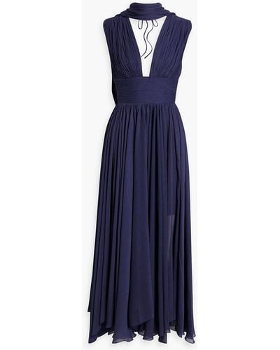 Maria Lucia Hohan Ira Pintucked Georgette Gown - Blue