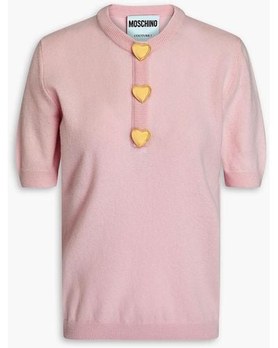 Moschino Button-embellished Wool Jumper - Pink