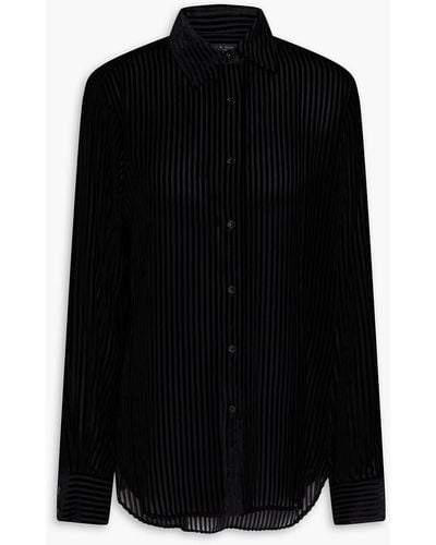 Rag & Bone Lila Striped Devoré-velvet Shirt - Black