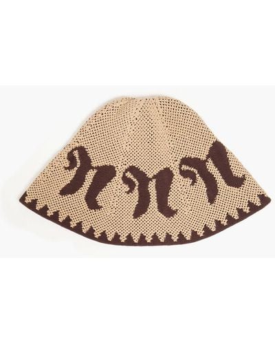 Nanushka Jacquard-knit Cotton-blend Bucket Hat - Natural