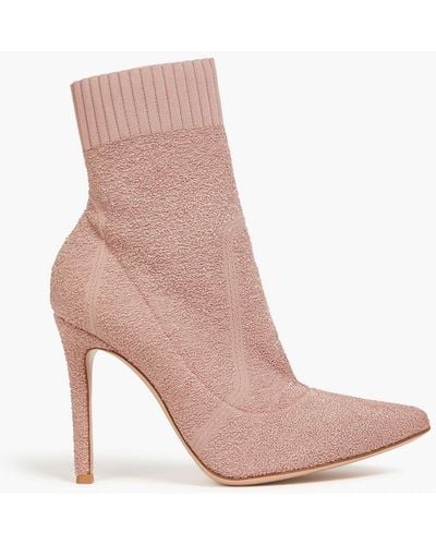 Gianvito Rossi Bouclé Sock Boots - Pink