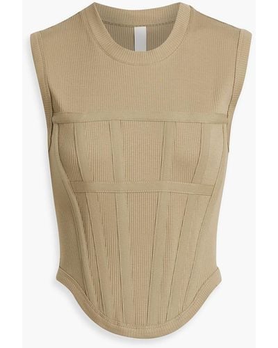 Dion Lee Cropped Ribbed Cotton-blend Jersey Tank - Natural