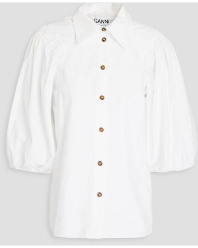 Ganni Shirt With Puff Sleeves - White