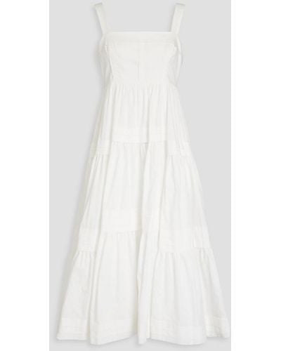 Aje. Sophie Cutout Tiered Cotton Midi Dress - White
