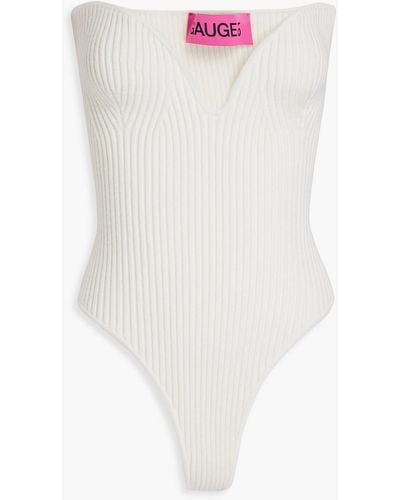 GAUGE81 Morales Strapless Ribbed-knit Bodysuit - White