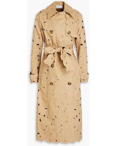 RED Valentino Laser-cut Cotton-twill Trench Coat - Natural