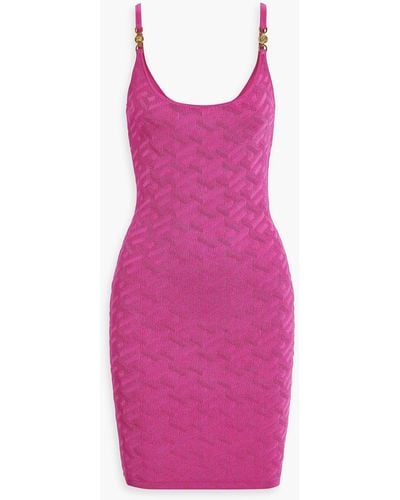 Versace Embellished Jacquard-knit Mini Dress - Pink