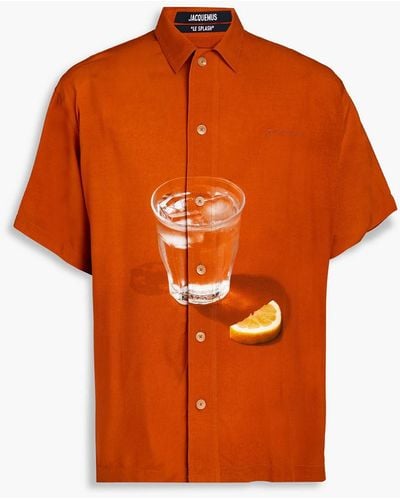 Jacquemus La Chemise Printed Voile Shirt - Orange