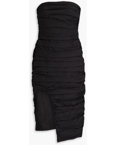 Zeynep Arcay Strapless Ruched Cotton Dress - Black