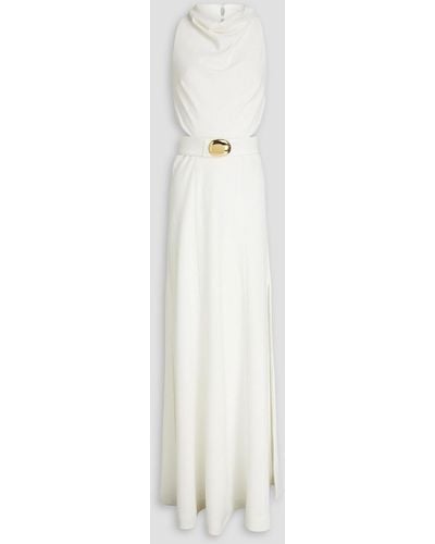 Nicholas Ellianna Belted Cutout Crepe Gown - White