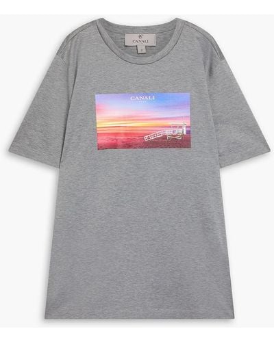 Canali Printed Cotton-jersey T-shirt - Grey