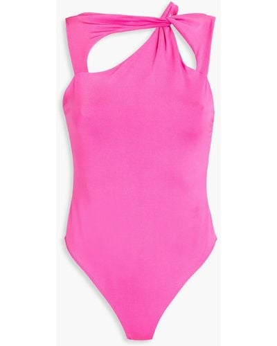 Victoria Beckham Cutout Satin-jersey Bodysuit - Pink