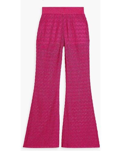 Missoni Metallic Crochet-knit Flared Pants - Pink