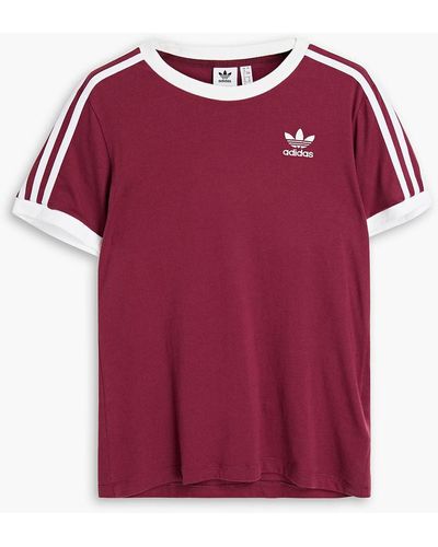 adidas Originals Striped Cotton-jersey T-shirt - Red