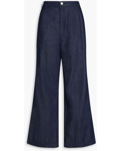 FRAME Pleated High-rise Wide-leg Jeans - Blue