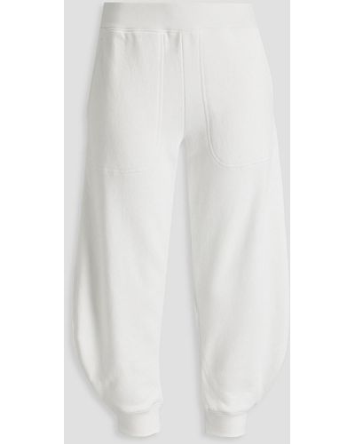 Tibi Calder Cropped French Cotton-terry Track Pants - White