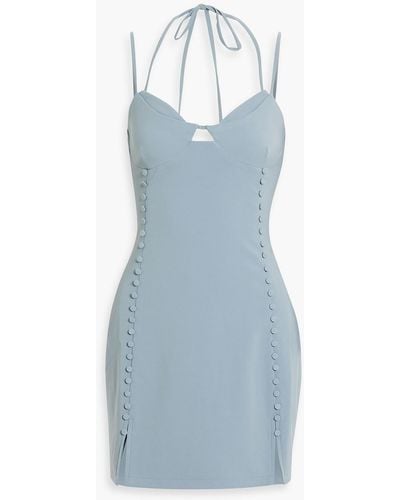 Jonathan Simkhai Eilish Button-embellished Crepe Halterneck Mini Dress - Blue
