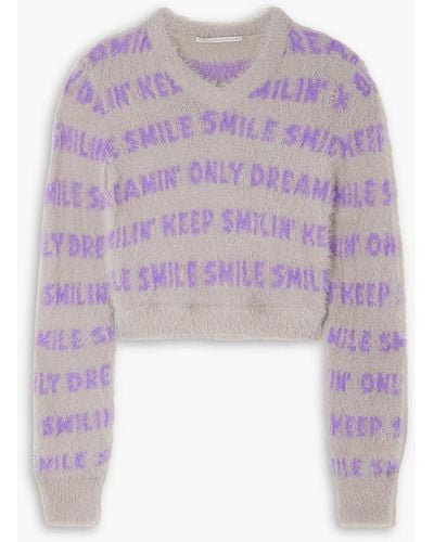 Stella McCartney Cropped Brushed Jacquard-knit Sweater - Purple