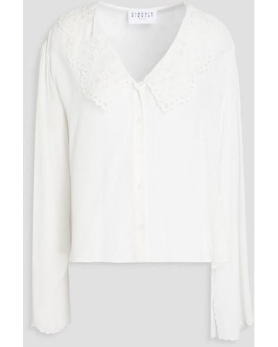 Claudie Pierlot Caipi Broderie Anglaise-trimmed Crepe Shirt - White