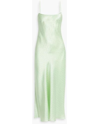 RIXO London Holly slip dress in midilänge aus glänzendem seiden-jacquard mit polka-dots - Grün