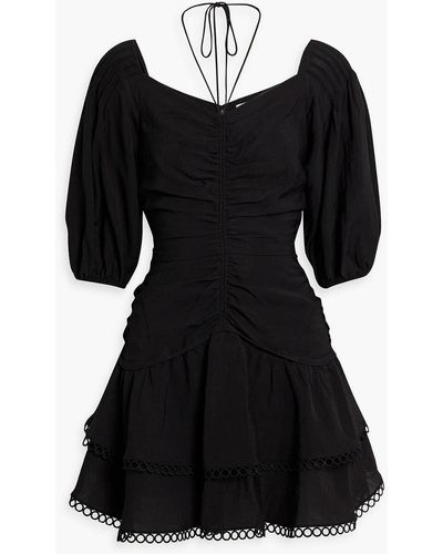 Jonathan Simkhai Auden Tiered Ruched Woven Mini Dress - Black