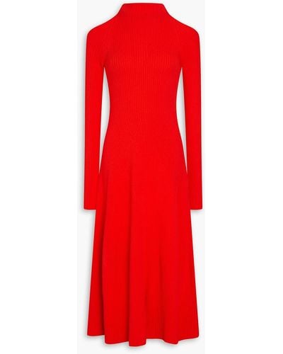 A.W.A.K.E. MODE Cutout Ribbed-knit Midi Dress - Red