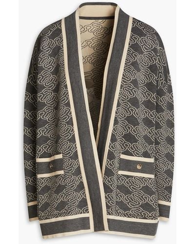 Sandro Enea Oversized Jacquard-knit Cardigan - Grey