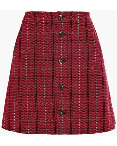 McQ Button-detailed Checked Woven Mini Skirt - Red