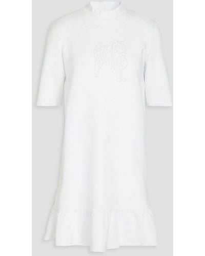 Emporio Armani Embroidered Cotton-blend Jersey Mini Dress - White