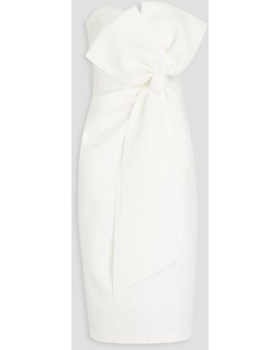 Badgley Mischka Strapless Bow-detailed Scuba Dress - White
