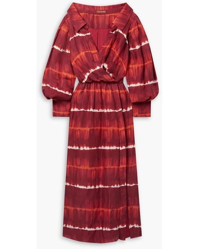 Altuzarra Lyddy Off-the-shoulder Tie-dyed Linen-blend Maxi Dress - Red