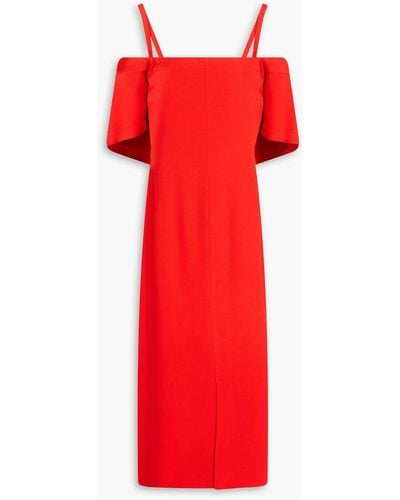 Victoria Beckham Cold-shoulder Crepe Midi Dress - Red