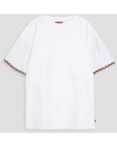 Missoni T-shirt aus baumwoll-jersey mit häkelbesatz - Weiß