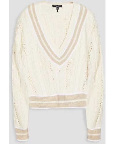 Rag & Bone Brandi Striped Cable-knit Cotton-blend Sweater - White