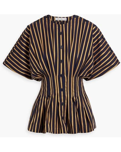 Palmer//Harding Exhale Striped Cotton-poplin Shirt - Brown