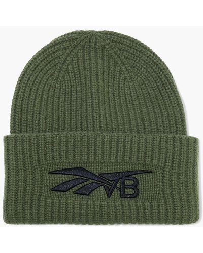 Reebok X Victoria Beckham Embroidered Ribbed Wool And Cashmere-blend Beanie - Green